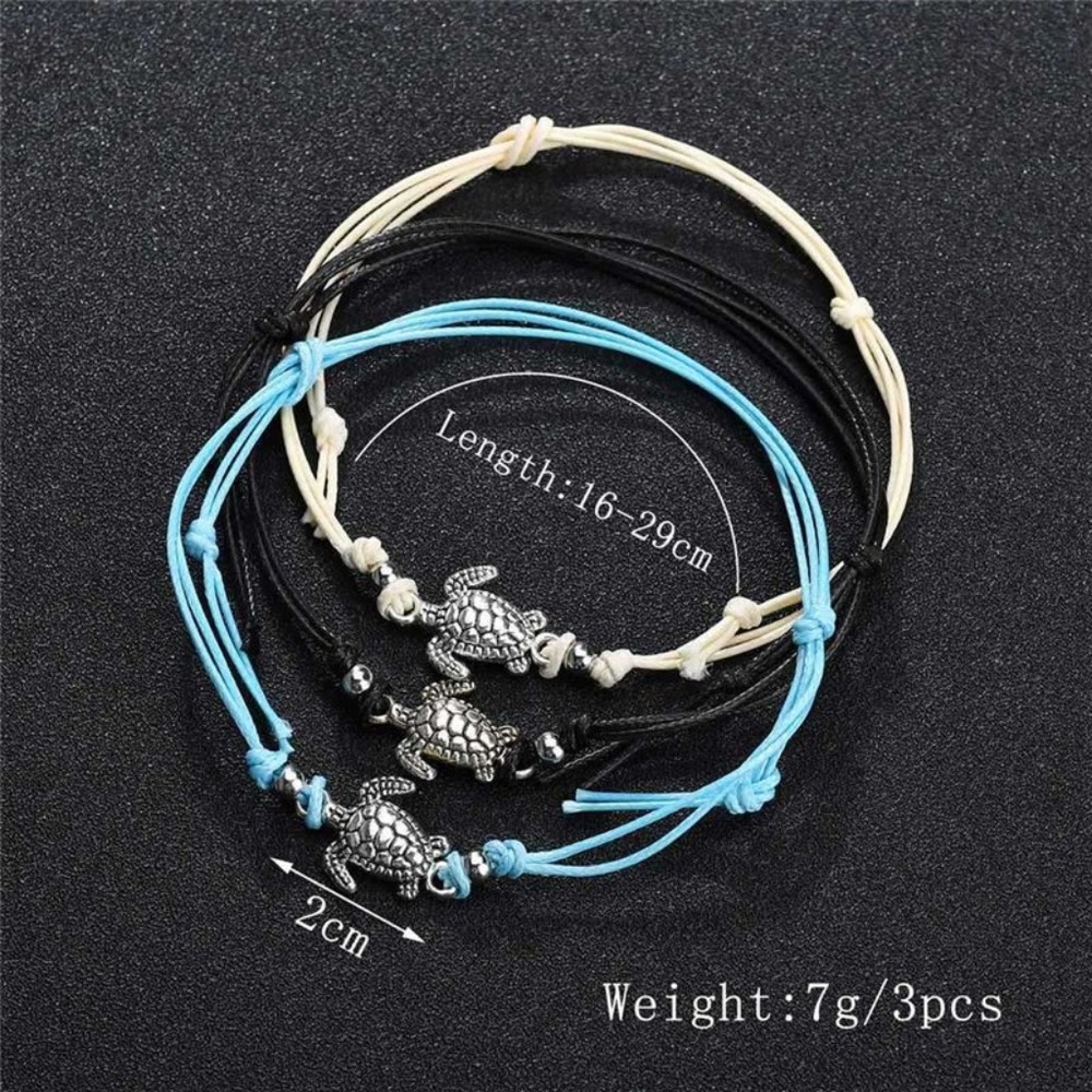 3 Turtle Anklets on Cord - Picture 4 of 5